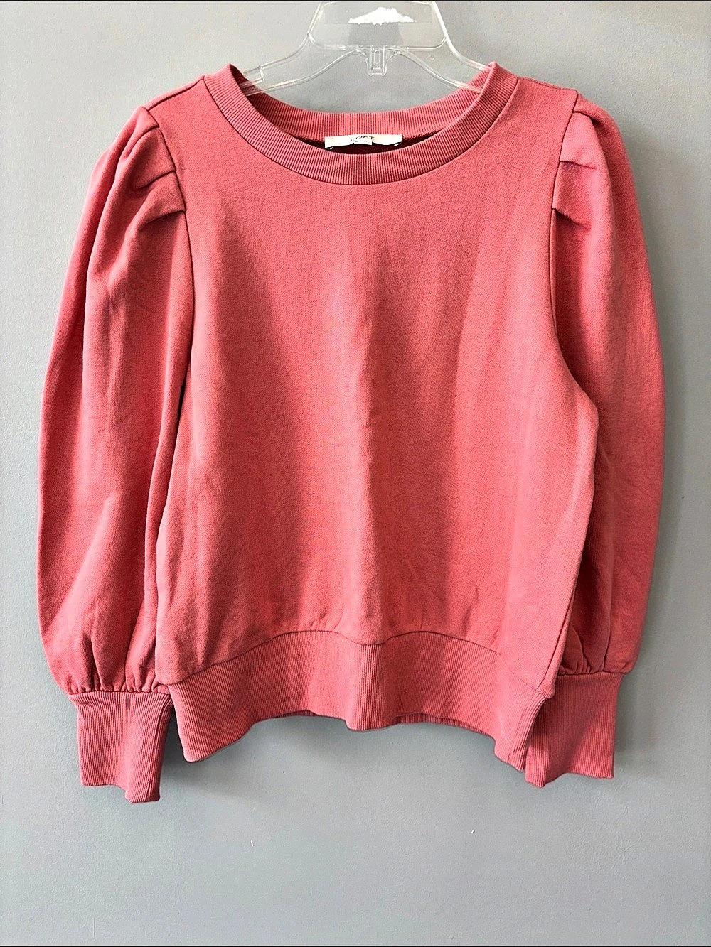LOFT Puff Sleeve Sweatshirt Coral Pink Medium
